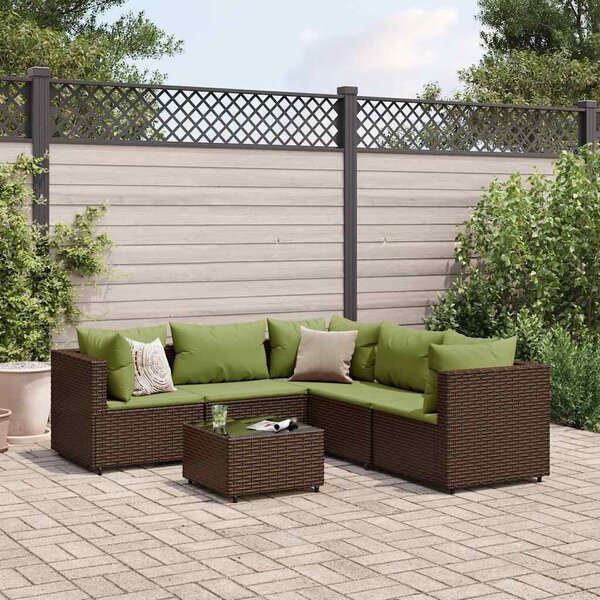 6 részes barna polyrattan kerti ülőgarnitúra párnákkal