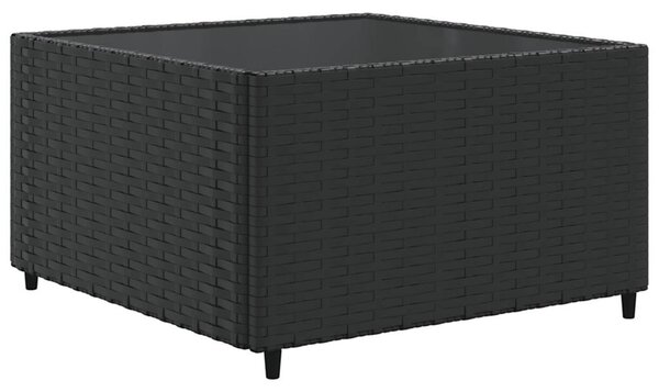 7 részes fekete polyrattan kerti ülőgarnitúra párnákkal