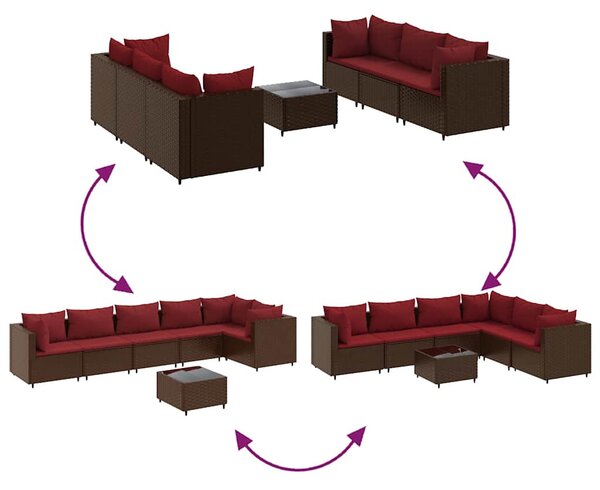 7 részes barna polyrattan kerti ülőgarnitúra párnákkal