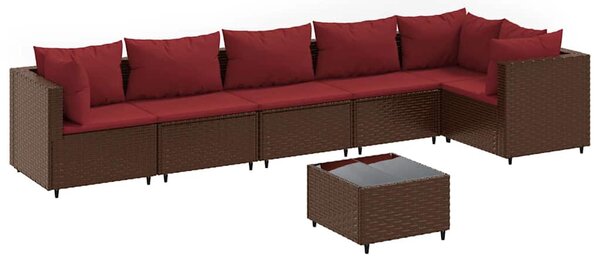 7 részes barna polyrattan kerti ülőgarnitúra párnákkal