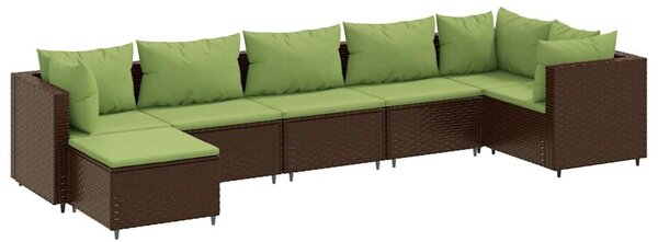 7 részes barna polyrattan kerti ülőgarnitúra párnákkal