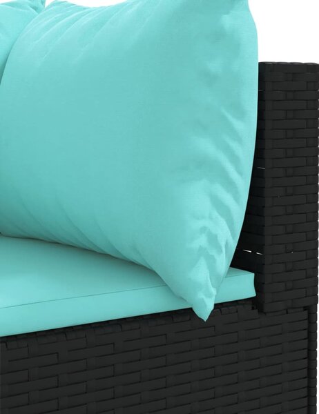 4 részes fekete polyrattan kerti ülőgarnitúra párnákkal