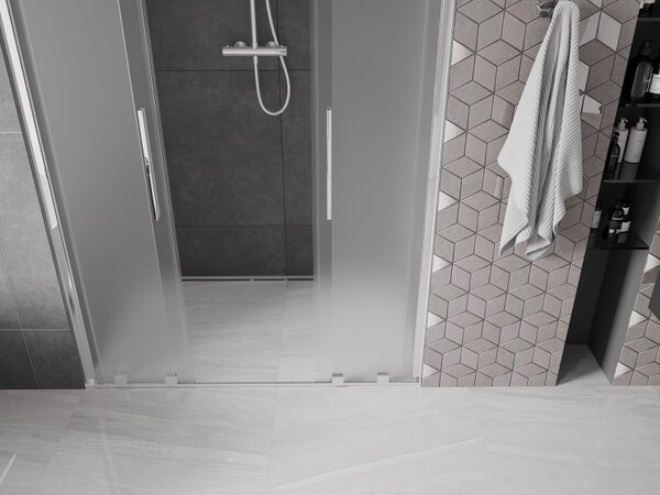Mexen Velar L Duo, tolózuhanyajtó nyitáshoz 140 cm, 8 mm-es matt üveg, króm, 871-140-003-32-01
