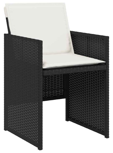 17 részes fekete polyrattan kerti étkezőgarnitúra párnákkal