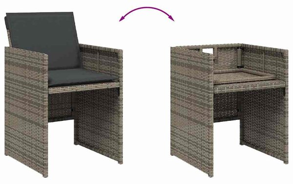 11 részes szürke polyrattan kerti ülőgarnitúra párnákkal