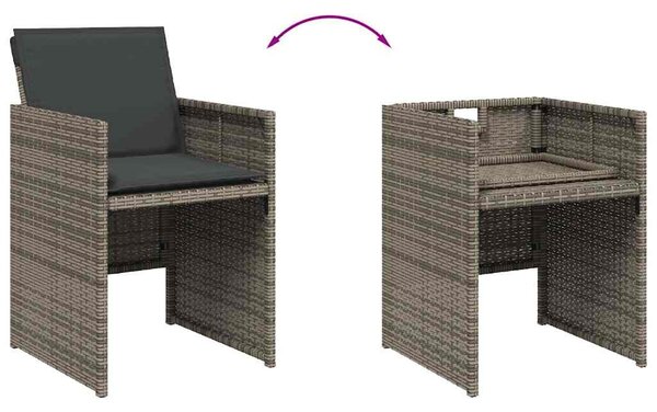 13 részes szürke polyrattan kerti ülőgarnitúra párnákkal