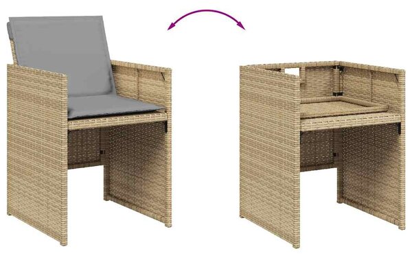 13részes vegyes bézs polyrattan kerti étkezőgarnitúra párnákkal