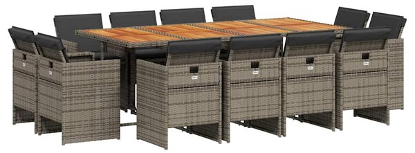 13 részes szürke polyrattan kerti ülőgarnitúra párnákkal