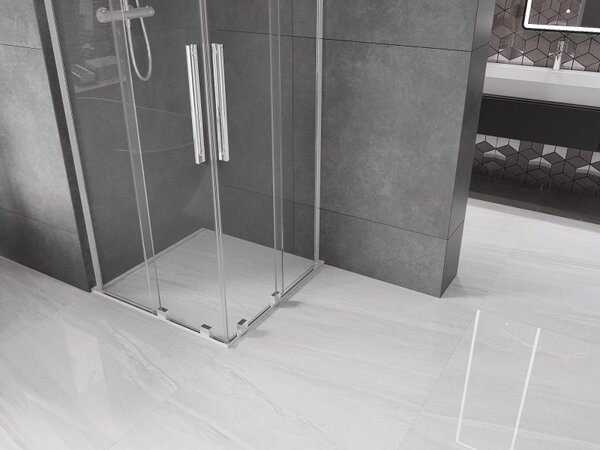Mexen Velar L Duo, zuhanykabin tolóajtóval 80 x 80 cm, 8mm átlátszó üveg, króm, 871-080-080-02-03-01