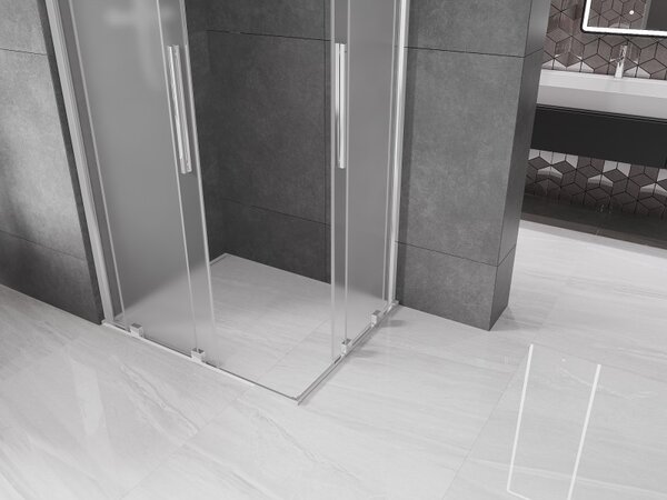 Mexen Velar Duo, zuhanykabin tolóajtóval 90 x 80 cm, 8 mm-es matt üveg, króm, 871-090-080-32-01
