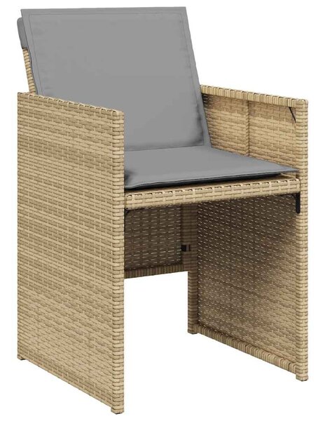 11részes vegyes bézs polyrattan kerti étkezőgarnitúra párnákkal