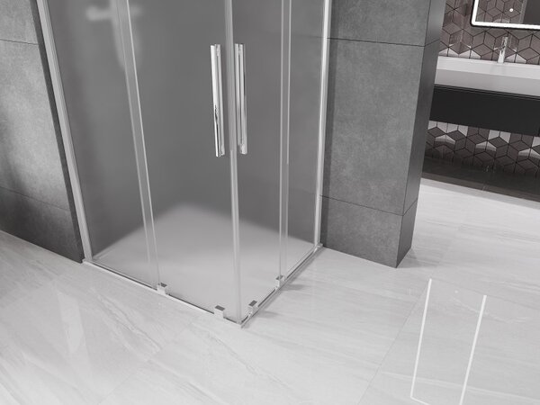 Mexen Velar Duo, zuhanykabin tolóajtóval 90 x 80 cm, 8 mm-es matt üveg, króm, 871-090-080-32-01