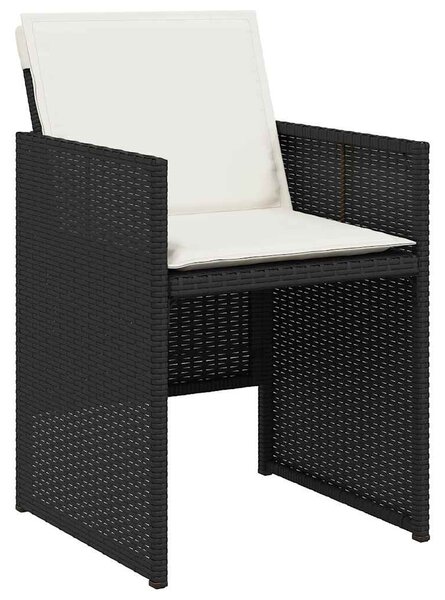 13 részes fekete polyrattan kerti ülőgarnitúra párnákkal