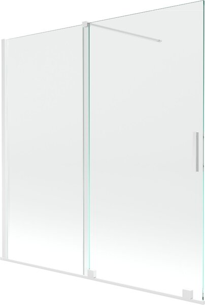 Mexen Velar 2-szárnyú, 160 x 150 cm-es, átlátszó, fehér fürdőkádparaván - 896-160-000-01-20