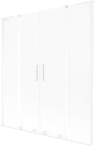 Mexen Velar L Duo fürdőkád paraván 2-szárnyas toló 150 x 150 cm, homályos, fehér - 896-150-003-32-20