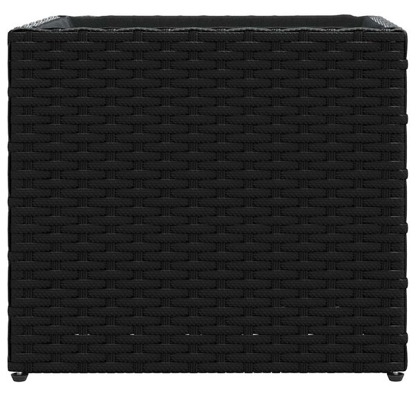 2 db fekete polyrattan kerti ültetőláda 36x30x32 cm