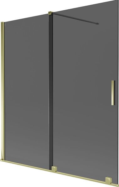 Mexen Velar kétszárnyú tolóajtós kádparaván 150 x 150 cm, grafit, arany - 896-150-000-41-50