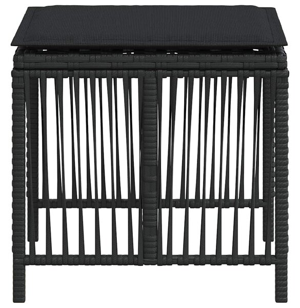 4 db fekete polyrattan kerti szék párnával 41 x 41 x 36 cm