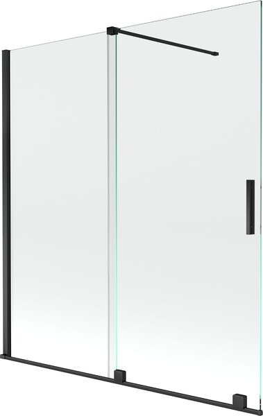 Mexen Velar 2-szárnyú eltolható fürdőkád paraván 150 x 150 cm, átlátszó, fekete - 896-150-000-01-70