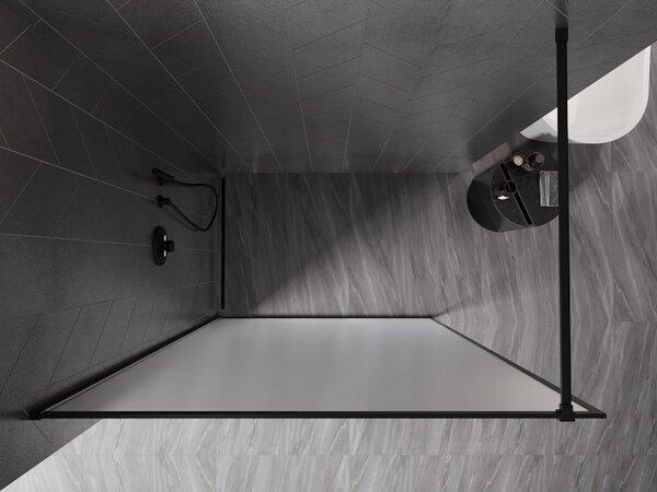 Mexen, Mexen Kioto-XF zuhanyfal kerettel 50 x 202 cm, 10 mm matt, fekete - 800-050-104-70-30-X