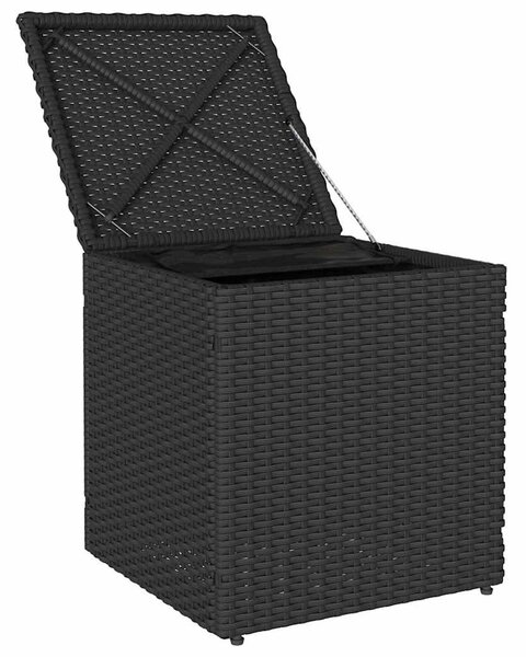 Kerti székek párnákkal 2 db fekete 40x40x43 cm polirattan