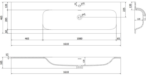 Mexen Orio, fürdőszobaszekrény 160 cm, jobb oldali mosdóval, Vela, 1S, 1D, matt fehér, 91A13-16047-3-BBFF01-W23P01
