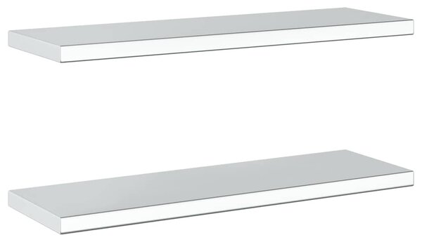 2 db ezüstszínű rozsdamentes acél fali polc 75 x 23,5 cm