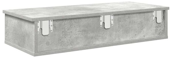 Falipolc fiókokkal betonszürke 80x31x17 cm műszaki fa