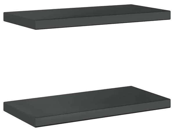 2 db fekete rozsdamentes acél fali polc 50 x 23,5 cm