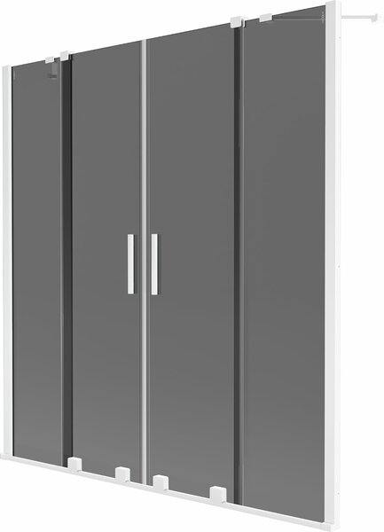 Mexen Velar Duo 2-szárnyú eltolható kádparaván 140 x 150 cm, grafit, fehér - 896-140-000-42-20