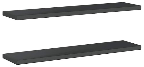 2 db fekete rozsdamentes acél fali polc 100 x 23,5 cm