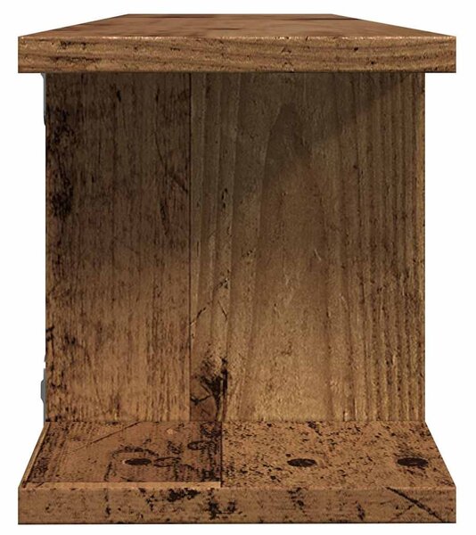 2 db antik fa színű szerelt fa fali polc 75 x 18 x 20 cm