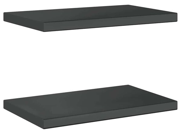 2 db fekete rozsdamentes acél fali polc 50 x 30 cm