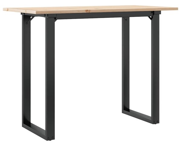 Tömör fenyőfa és acél étkezőasztal O-vázzal 100x50x75 cm