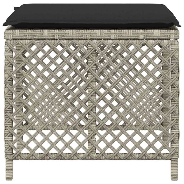 4db világosszürke polyrattan kerti szék párnával 41 x 41 x 36cm