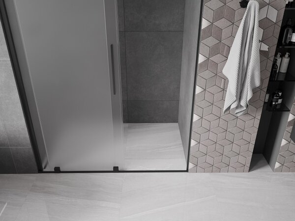 Mexen Velar, tolózuhanyajtó nyitáshoz 130 cm, 8 mm-es matt üveg, fekete matt, 871-130-000-31-70