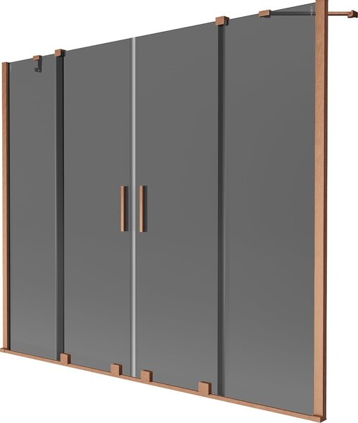 Mexen Velar Duo kádparaván 2-szárnyú toló 180 x 150 cm, grafit, kefe hatású réz - 896-180-000-42-65