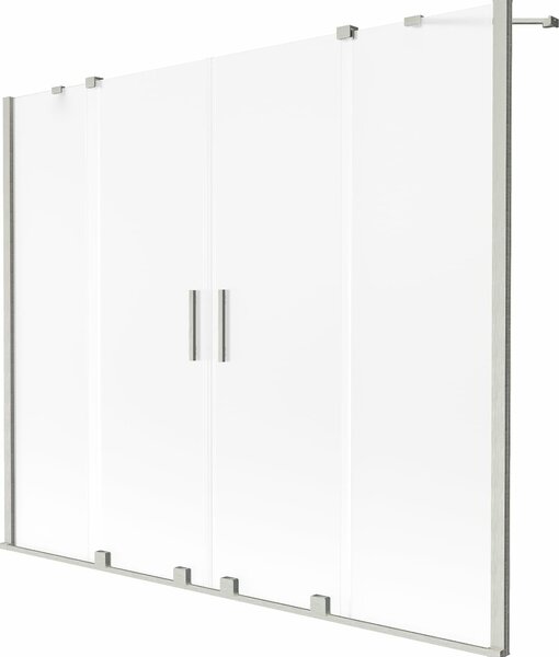 Mexen Velar Duo kádparaván 2-szárnyú toló 180 x 150 cm, zúzott jég, kefélt nikkel - 896-180-000-32-97