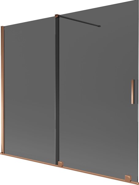 Mexen Velar kétszárnyú tolható kádparaván 180 x 150 cm, grafit, rózsaarany - 896-180-000-41-60