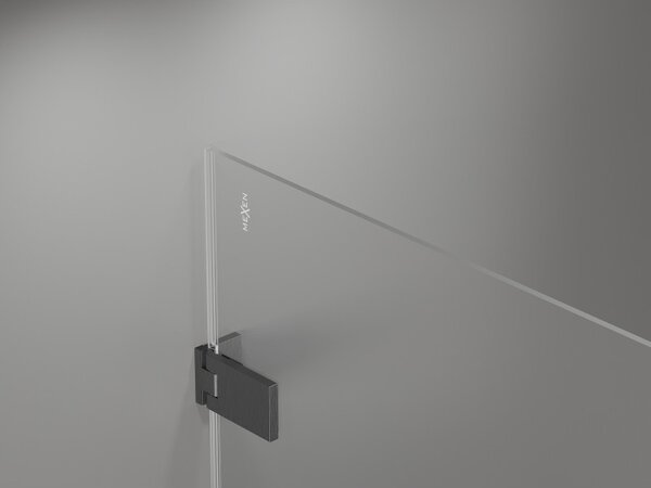 Mexen, Mexen Lunar-F jobbos zsanéros zuhanyajtó 60 cm, átlátszó, szálcsiszolt szürke-fekete - 836-060-000-66-00-P