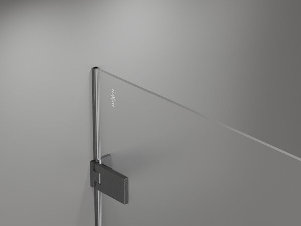Mexen, Mexen Lunar-F jobbos zsanéros zuhanyajtó 60 cm, átlátszó, szálcsiszolt szürke-fekete - 836-060-000-66-00-P
