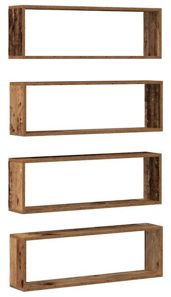 Falpolcok Falra szerelhető 4 db Öreg fa 80 x 15 x 26 cm