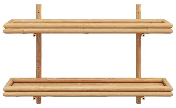 Falpolc polcokkal tárolóval Barna 100 x 26 x 60 cm bambusz