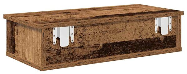 Falipolc fiókokkal régi fa 60x28x15 cm műszaki fa