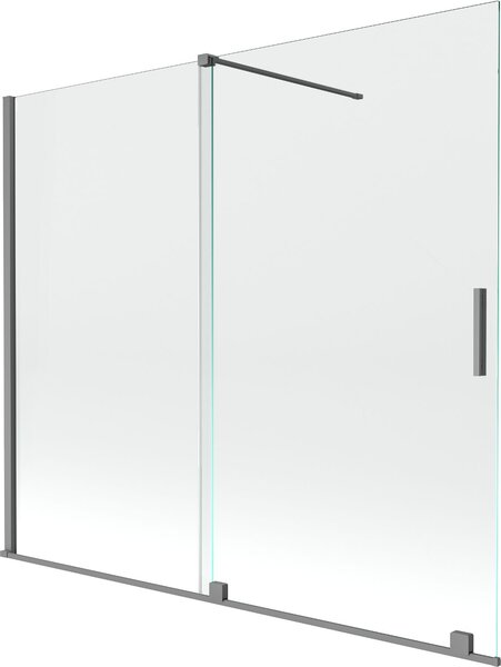 Mexen Velar 2 szárnyú, tolható zuhanyfal 180 x 150 cm, átlátszó, gun metal - 896-180-000-01-95