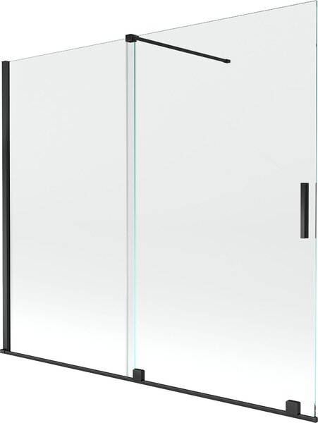 Mexen Velar 2 szárnyas csúsztatható kádparaván 180 x 150 cm, átlátszó, fekete - 896-180-000-01-70