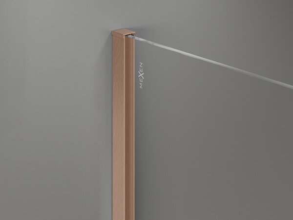 Mexen, Mexen Kioto-X zuhanyfal 80 x 200 cm, átlátszó 10 mm, szálcsiszolt réz - 800-080-101-65-00-X