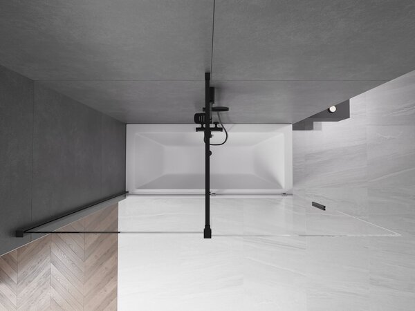 Mexen Velar 2 szárnyas csúsztatható kádparaván 180 x 150 cm, átlátszó, fekete - 896-180-000-01-70