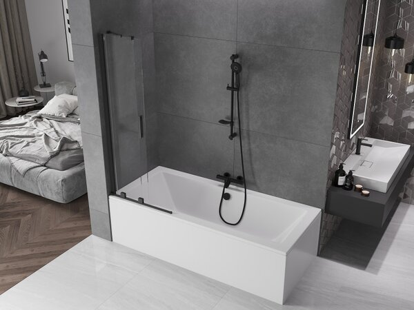 Mexen Velar, 2 szárnyas eltolható kádparaván 70 x 150 cm, 8mm átlátszó üveg, fekete matt, 896-070-000-01-70