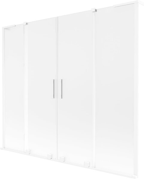 Mexen Velar L Duo fürdőkád paraván, 2-szárnyas tolóajtós, 170 x 150 cm, zúzmarás, fehér - 896-170-003-32-20